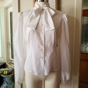 Vintage Steampunk Librarian Lolita Bow Tie Blouse
